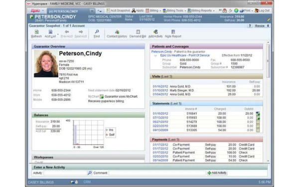 Epic Software Patient history